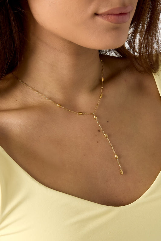 Lucky Y-line necklace with stones