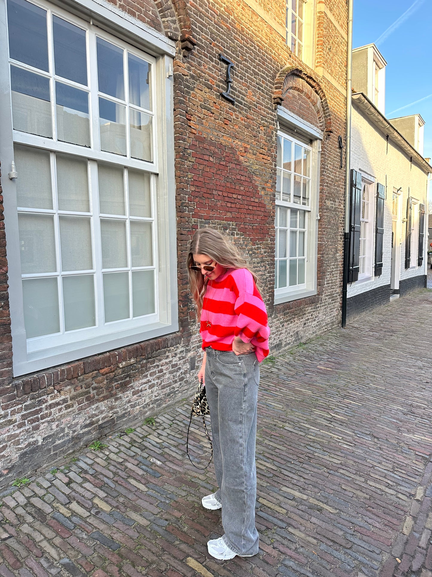 Amsel gestreifter Pullover rosa