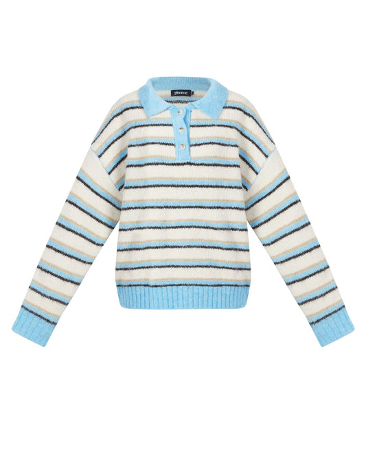 Maud polo trui stripes bruin