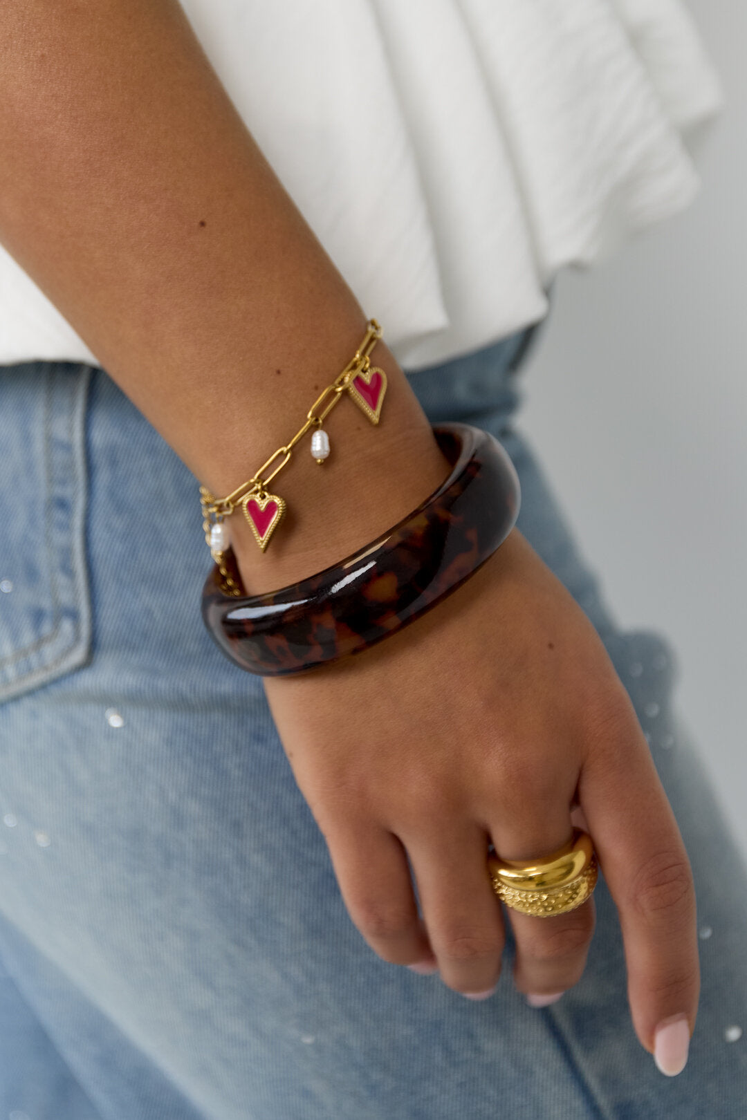 Brown blush bangle leopard