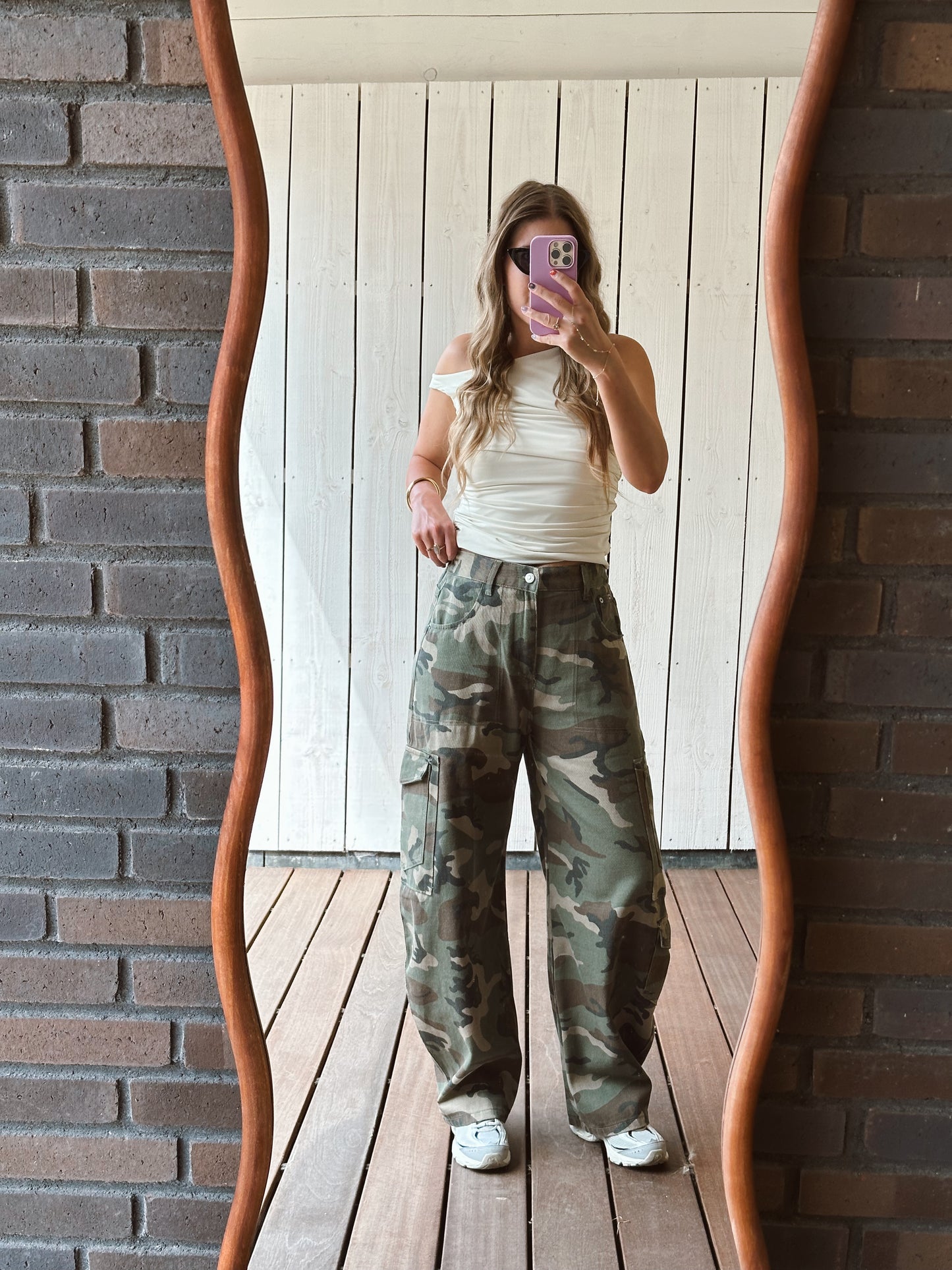 Tessa camouflage jeans baggy barrel fit army