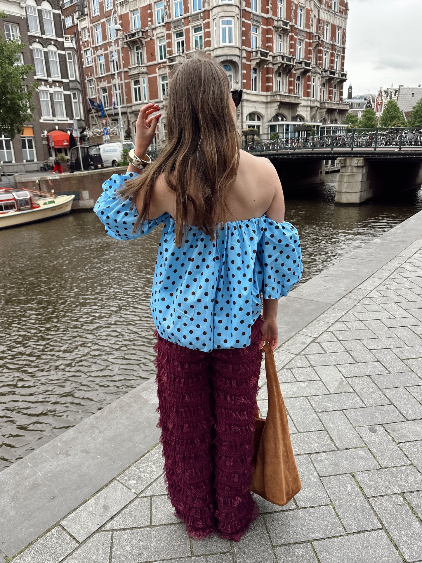 Fay Polka-Dot-Top Blau