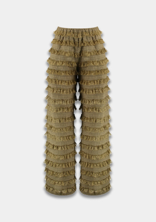 Ruffle broek met kant in avocado groen van Harper and Yve