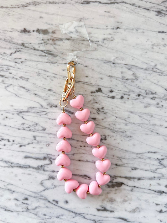 Handykordel mit Herzchen rosa