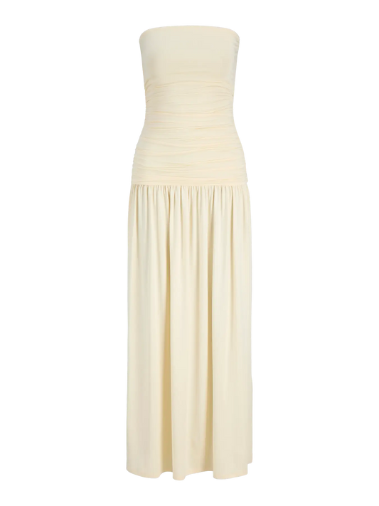 Iris bandeau dress lang butter yellow