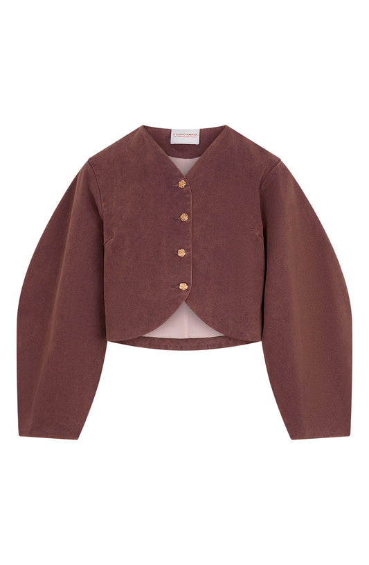 Studio Amaya Kael denim jacket bordeaux