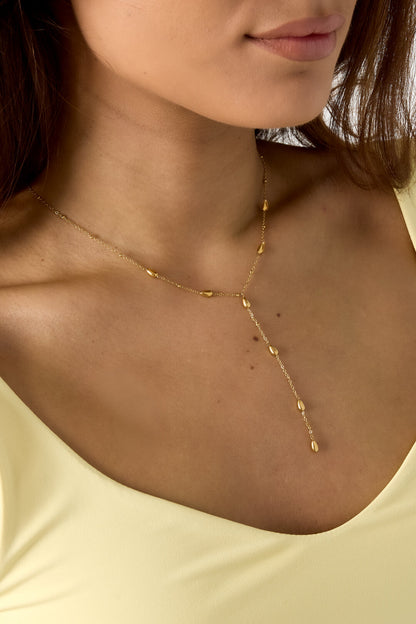 Lucky Y-line necklace with stones