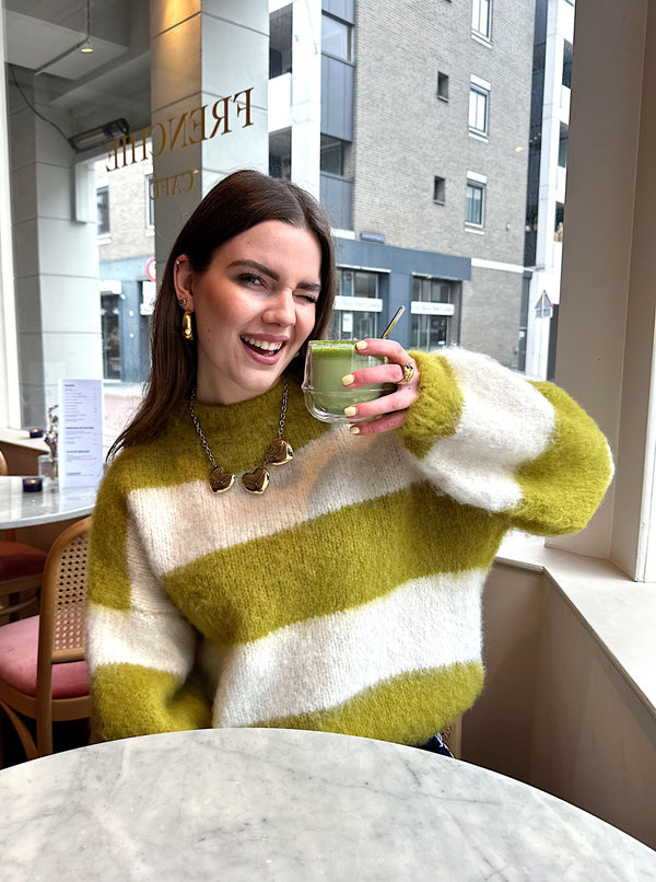 Laura gestreifter Pullover Matcha Latte