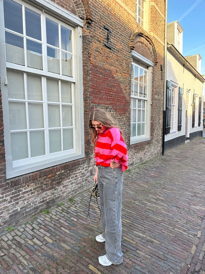 Amsel gestreifter Pullover rosa