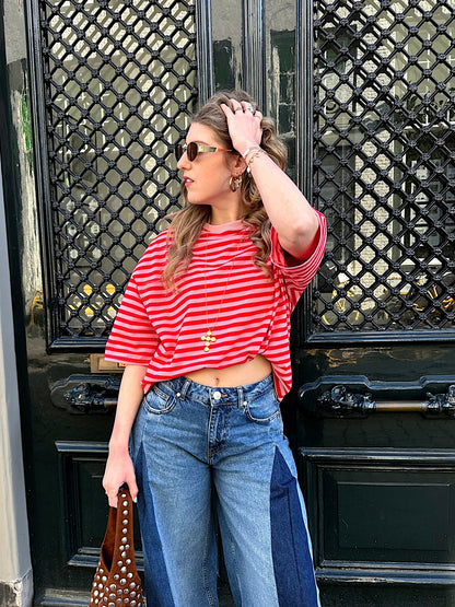 Loes T-Shirt mit Streifen rosa rot