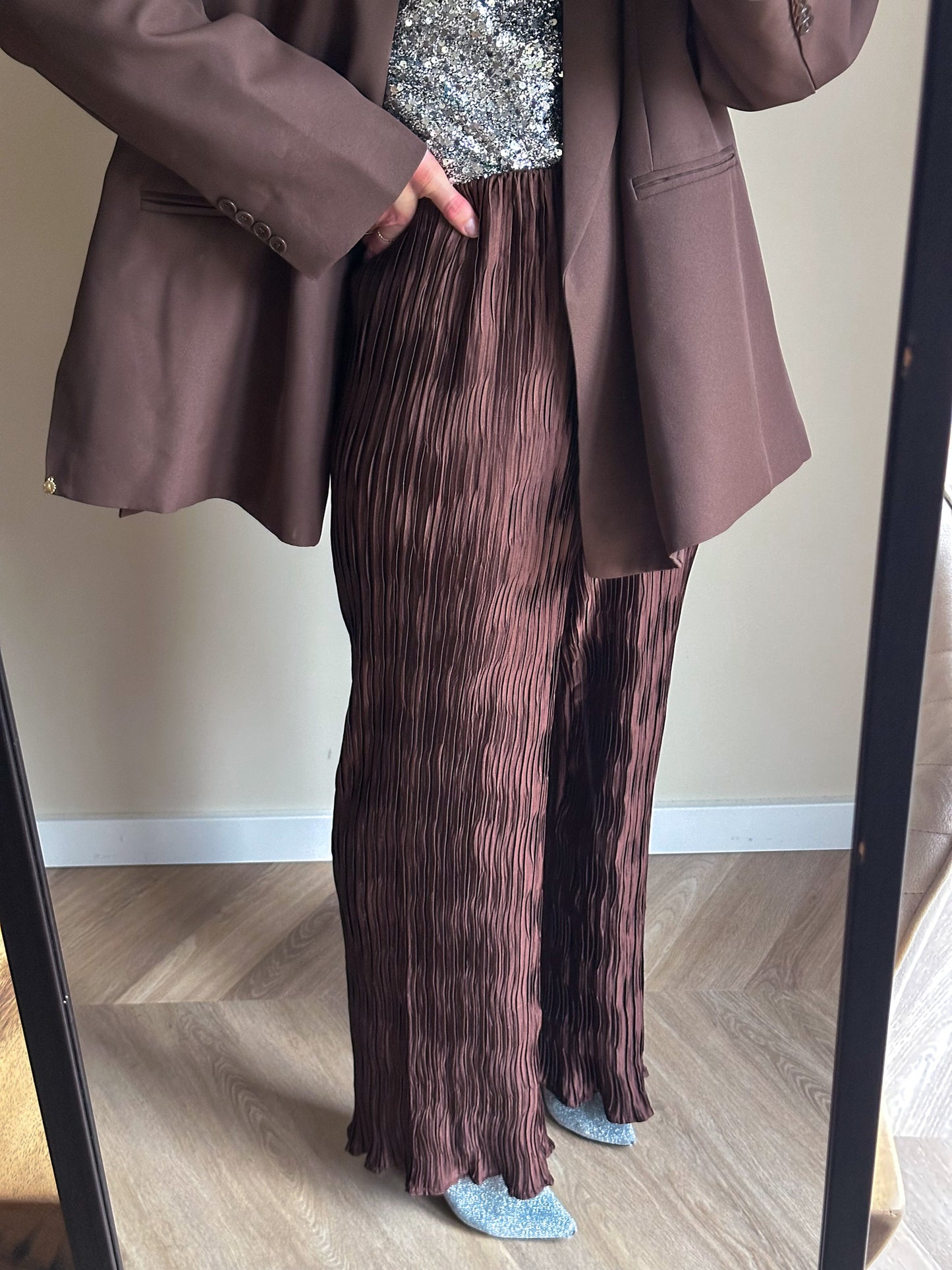 Liz Wide Leg Hose Braun