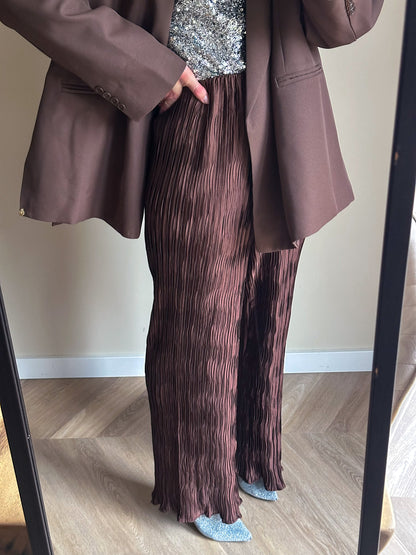 Liz Wide Leg Hose Braun