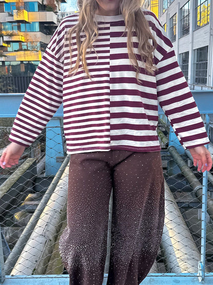 Amy Langarmshirt gestreift Burgund