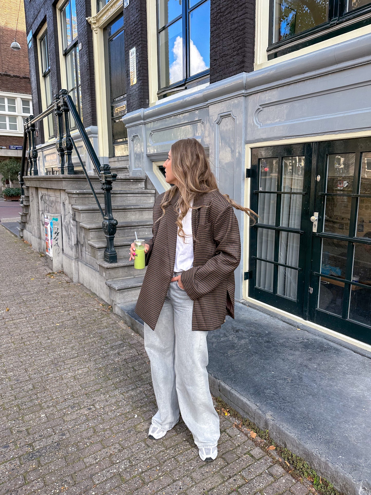 Kastiger Oversized-Blazer kariert dunkelbraun