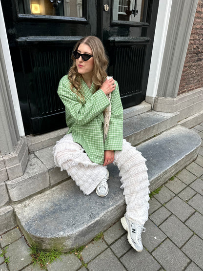 Boxy Oversized Blazer kariert grün