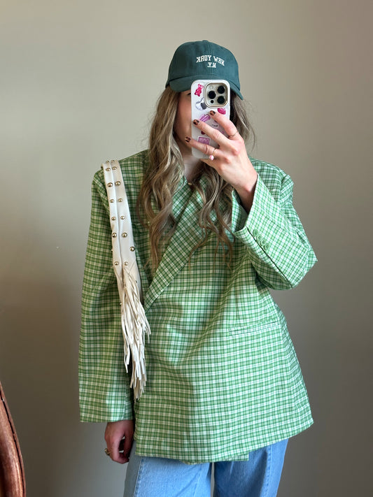 Boxy Oversized Blazer kariert grün