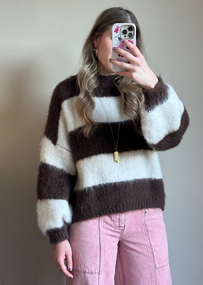 Laura gestreifter Pullover Schoko