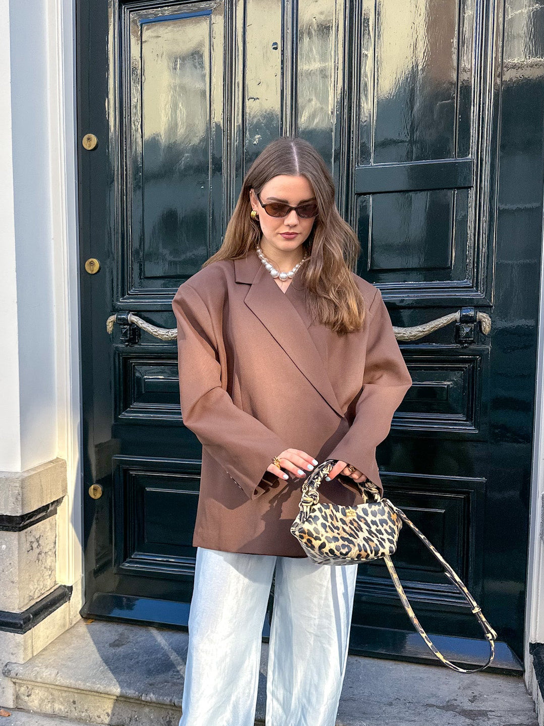 Kastiger Oversized-Blazer Braun