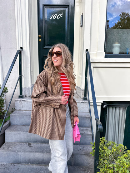 Boxy Oversize-Blazer kariert braun