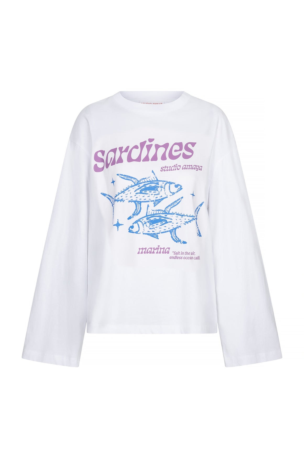 Studio Amaya Sardines Langarmshirt Print weiß