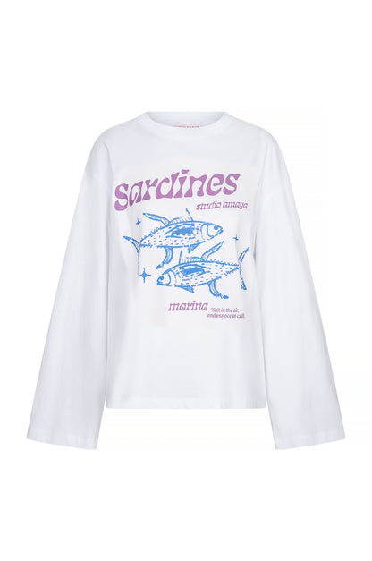 Studio Amaya Sardines Langarmshirt Print weiß