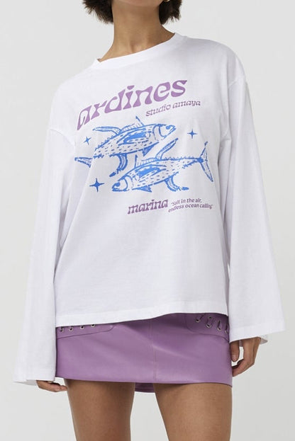 Studio Amaya Sardines Langarmshirt Print weiß
