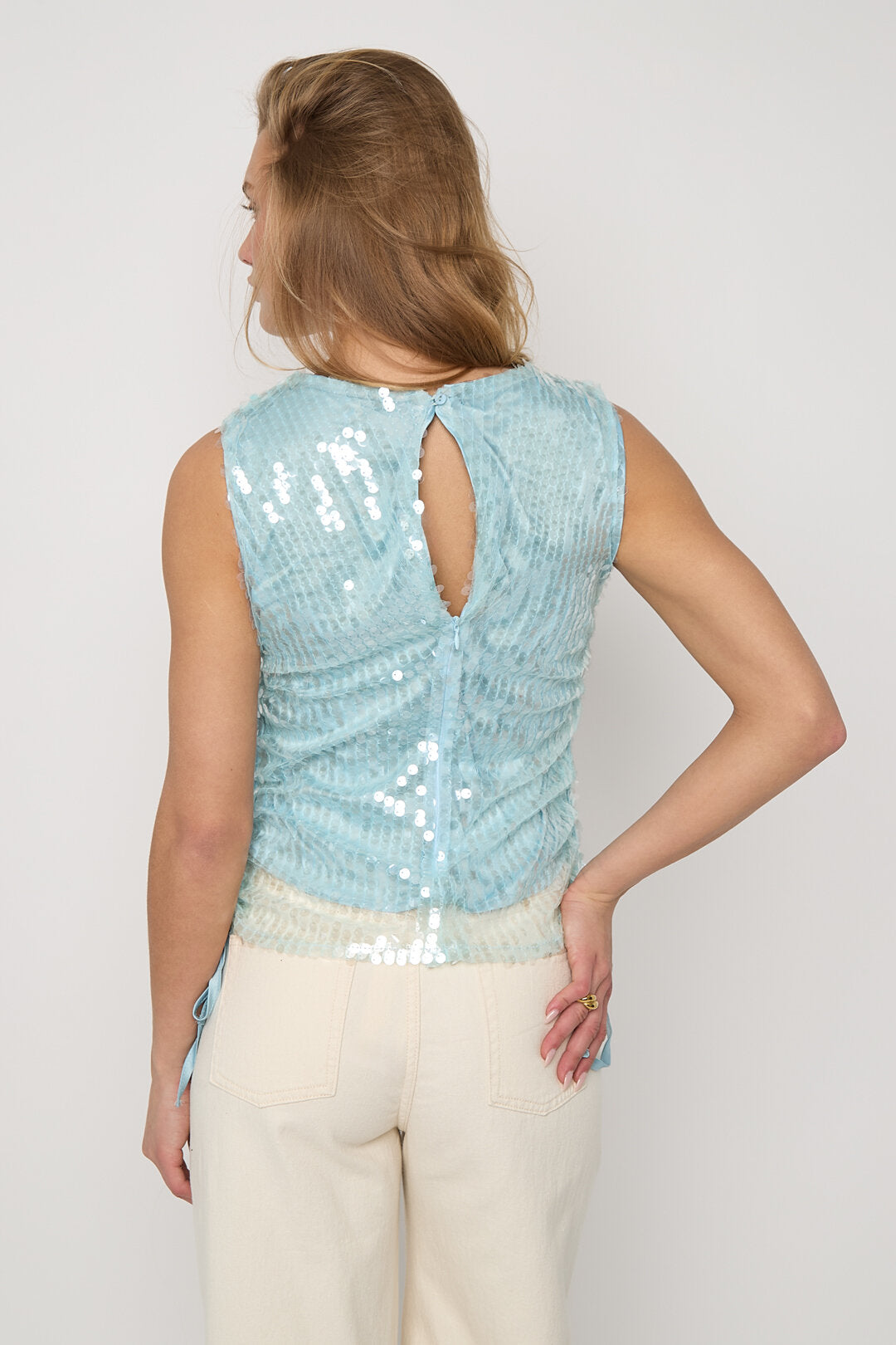 Linde sequin mouwloze top pailletten