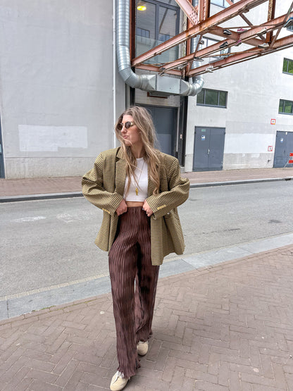 Kastenförmiger Oversize-Blazer kariert Senfgelb