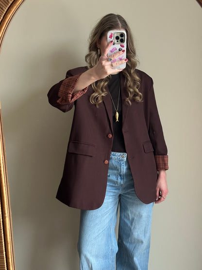 Zoey Blazer Braun mit Karodetail