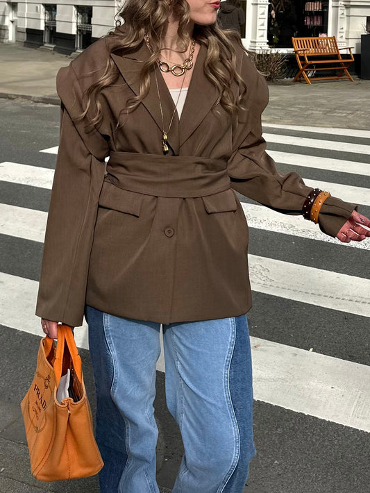 Isabella Blazer mit Gürtel Braun