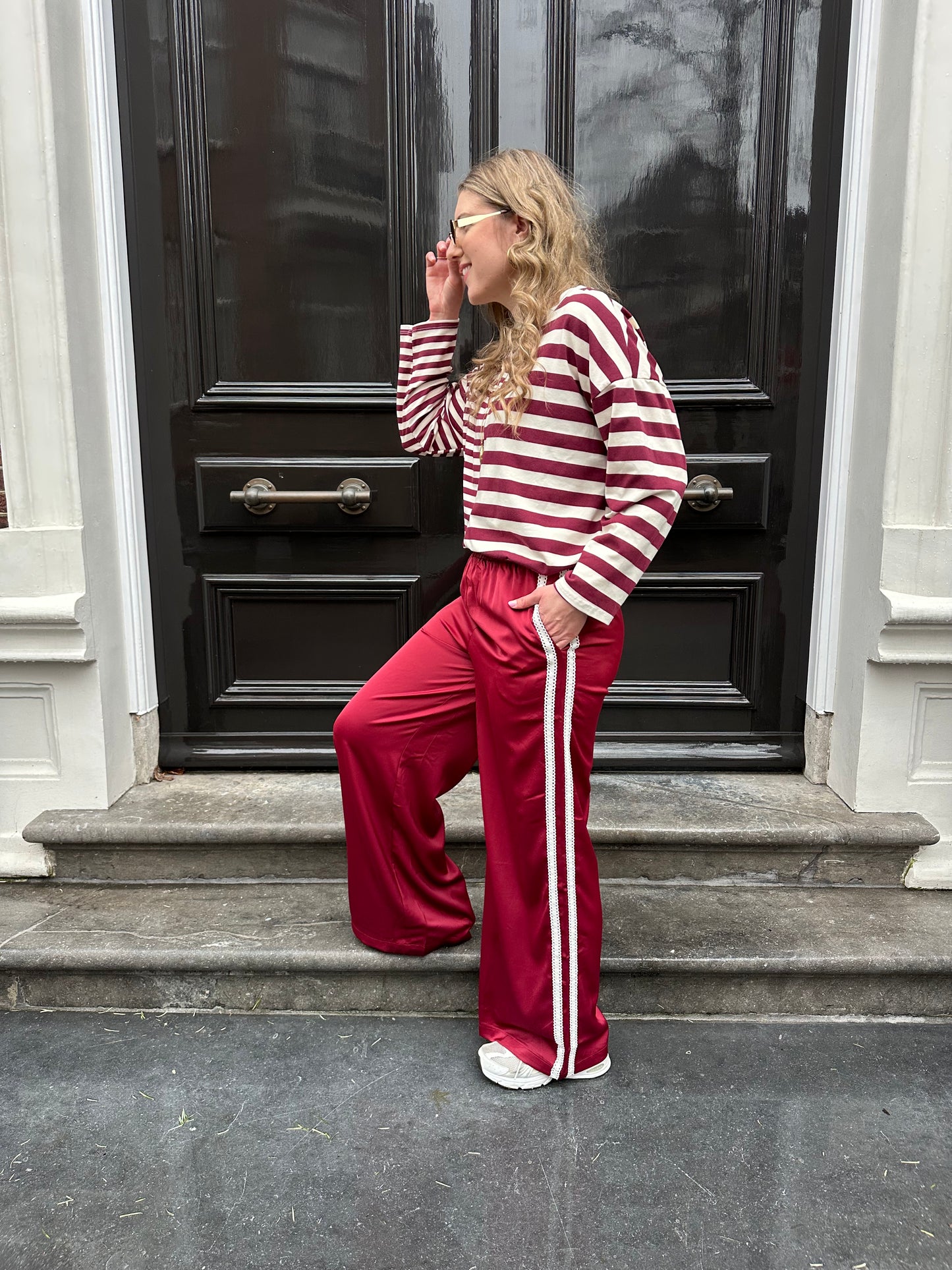 Amy Langarmshirt gestreift Burgund