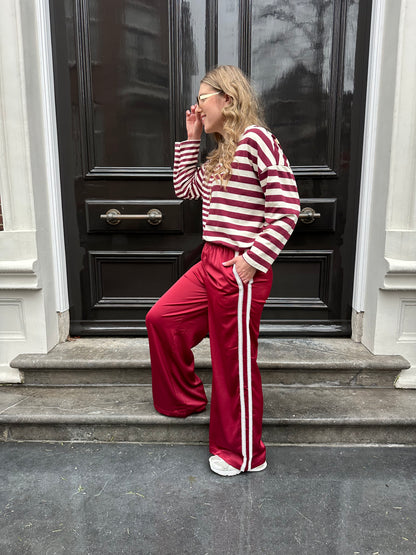 Amy Langarmshirt gestreift Burgund