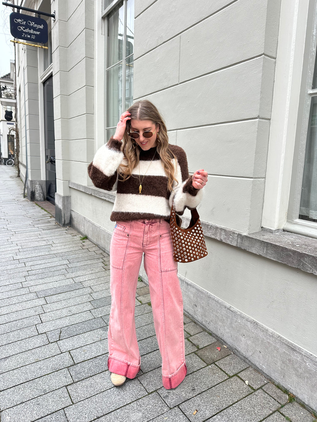 Laura gestreifter Pullover Schoko