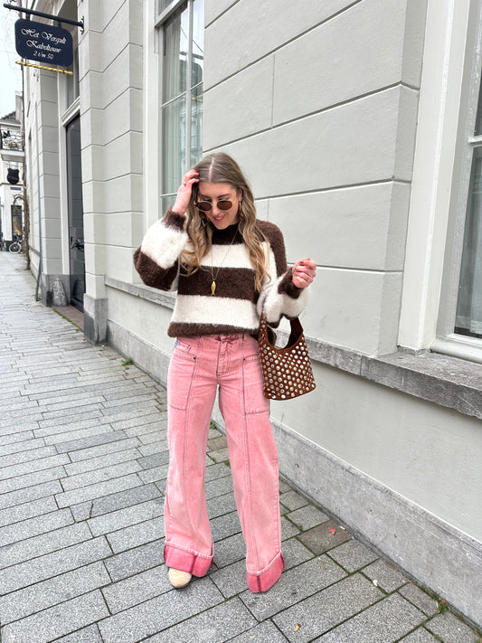 Laura gestreifter Pullover Schoko