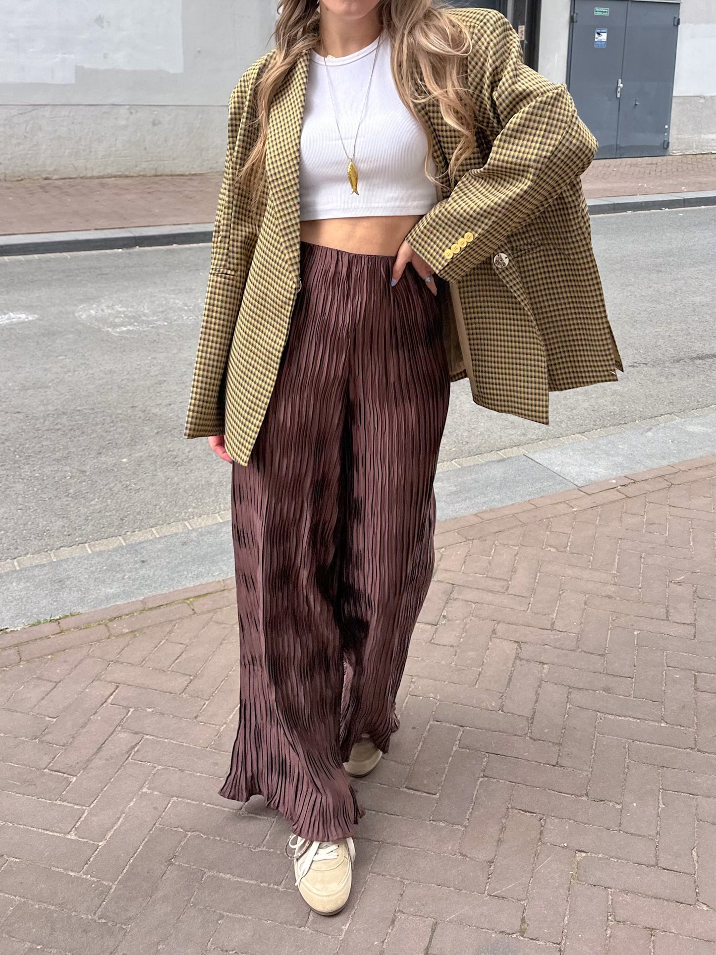 Liz Wide Leg Hose Braun