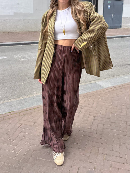 Liz Wide Leg Hose Braun