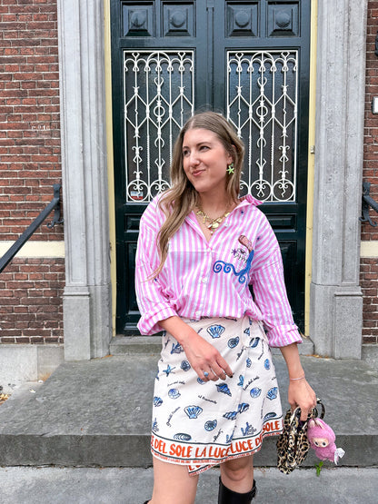 Bluse mit pinken Streifen-Patches