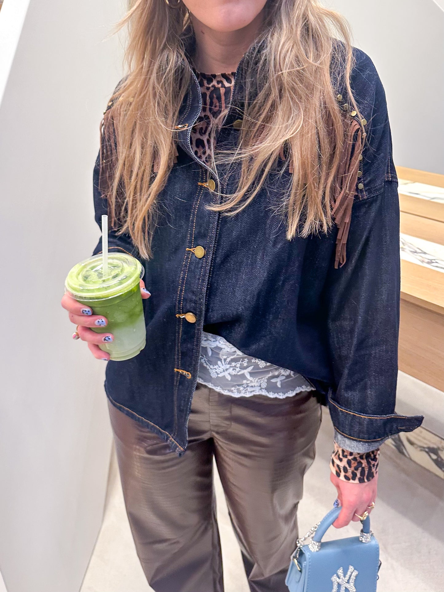 Poppy-Denim-Fransenbluse