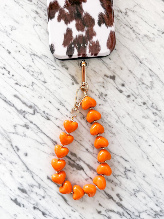 Handykette mit Herzen Orange