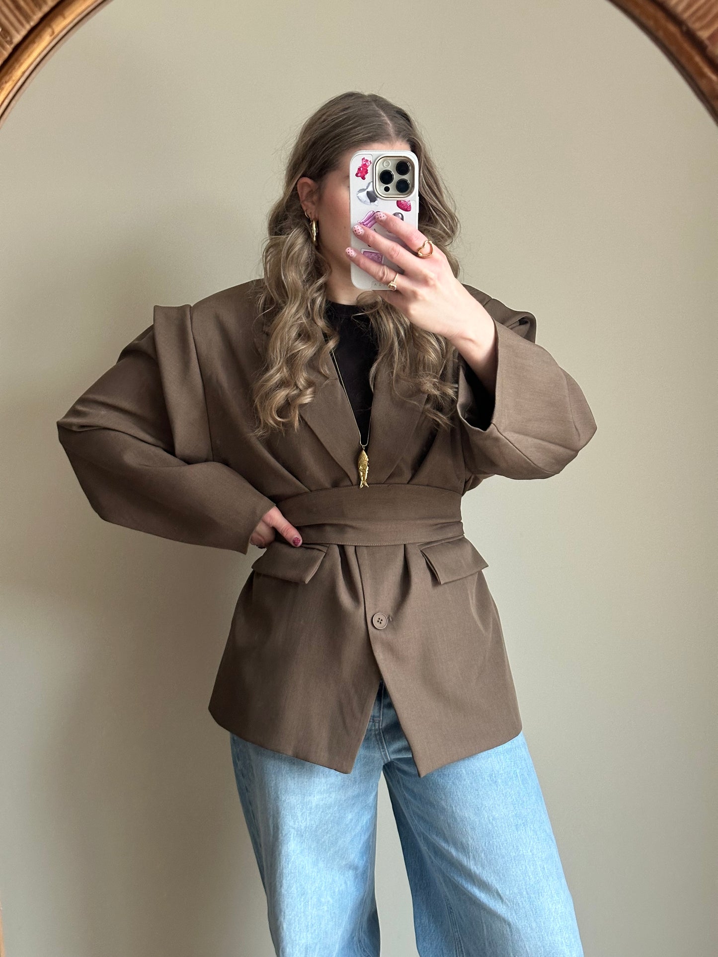 Isabella Blazer mit Gürtel Braun
