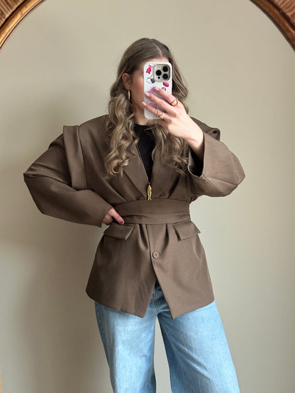 Isabella Blazer mit Gürtel Braun