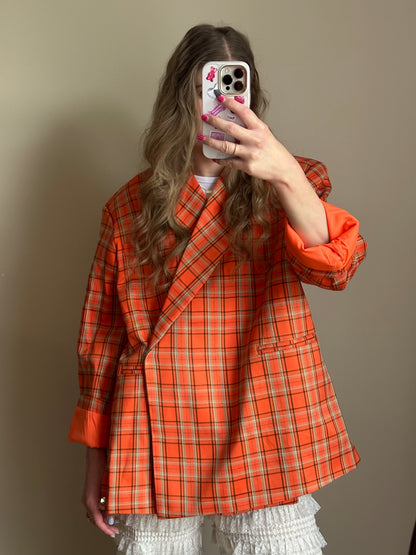 Kastiger Oversized-Blazer kariert orange