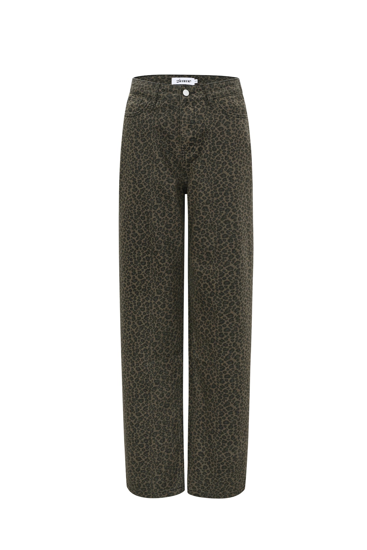 Leopard straight jeans dark brown
