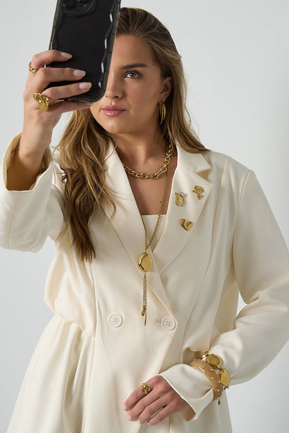 Crush statement ketting met organische beads gold