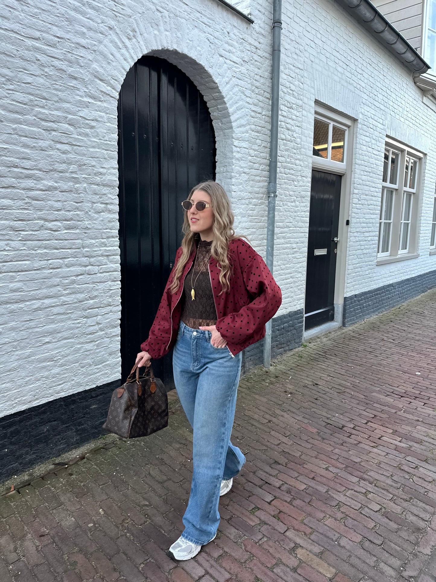 Amour Straight-Leg-Jeans mit Herzen blau