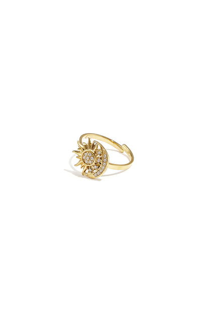 To the moon and back adjustable ring met zon en maan