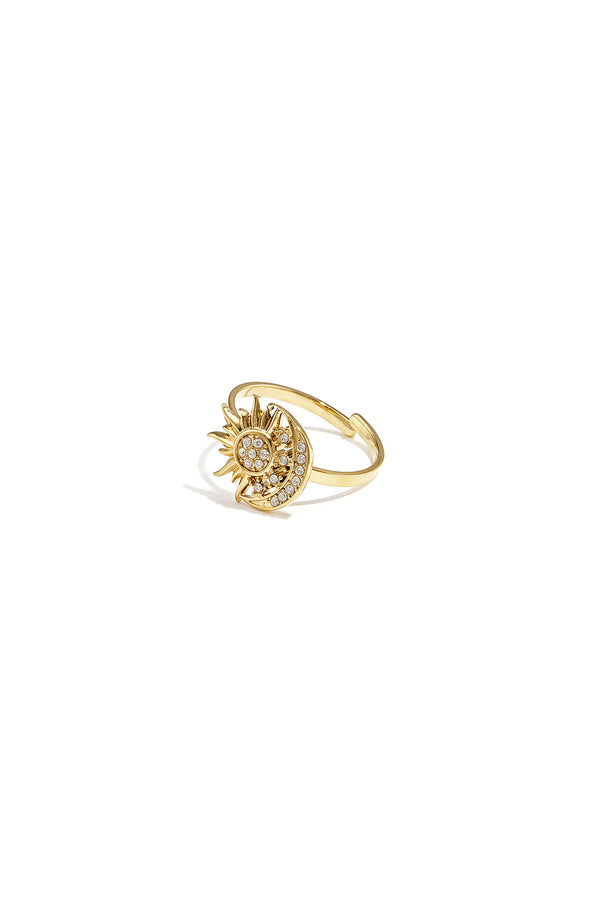 To the moon and back adjustable ring met zon en maan