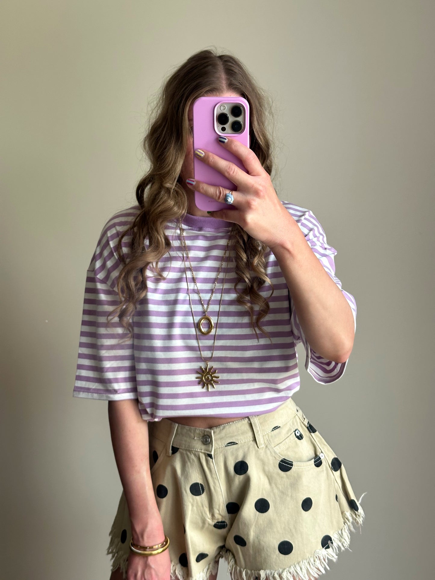 Loes T-Shirt mit Streifen rosa rot