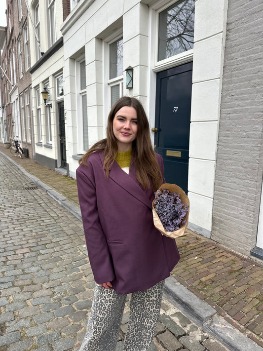 Boxy Oversized-Blazer Pflaume