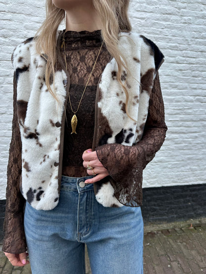 Jill Teddy-Gilet Kuhdruck